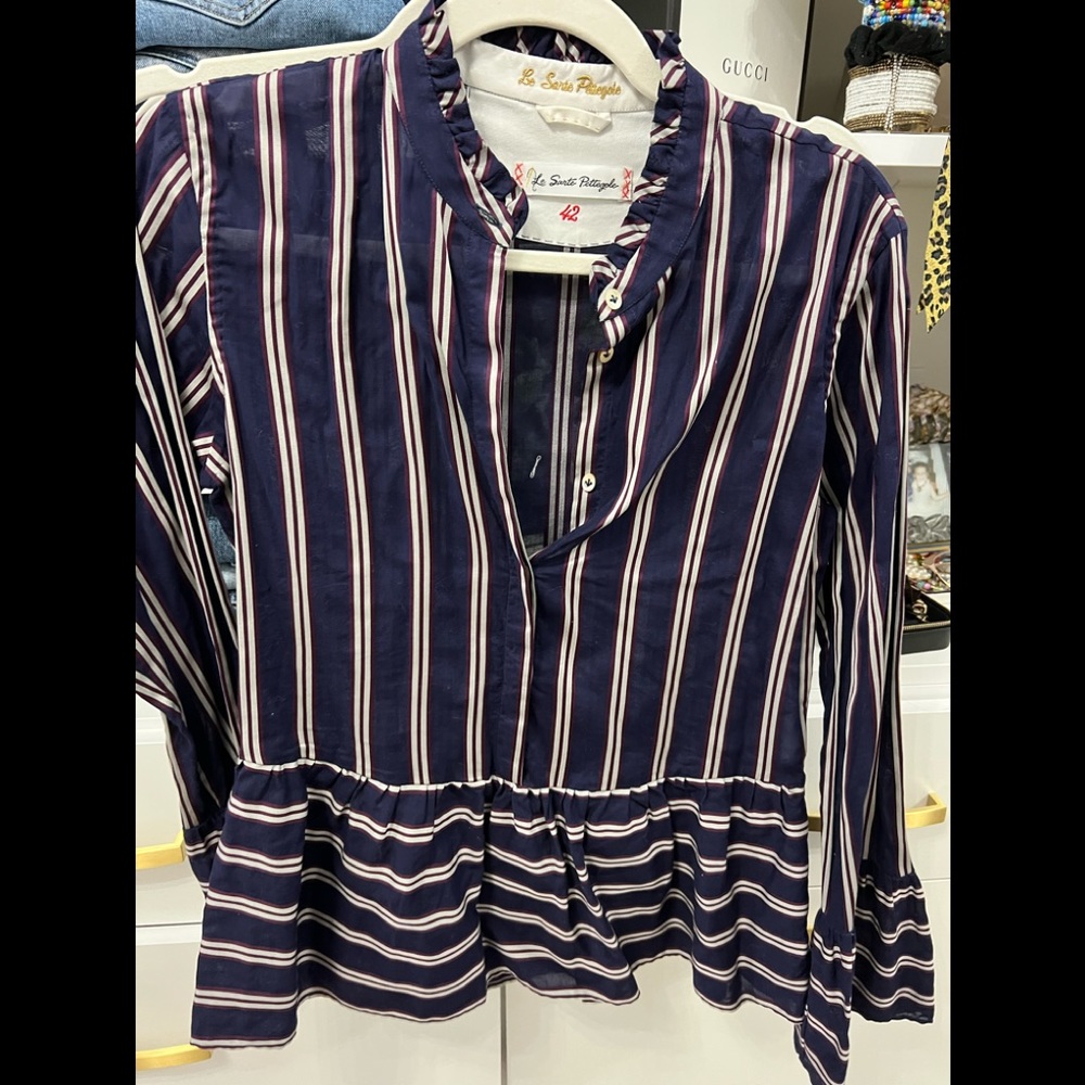 Striped Peplum Poplin Shirt